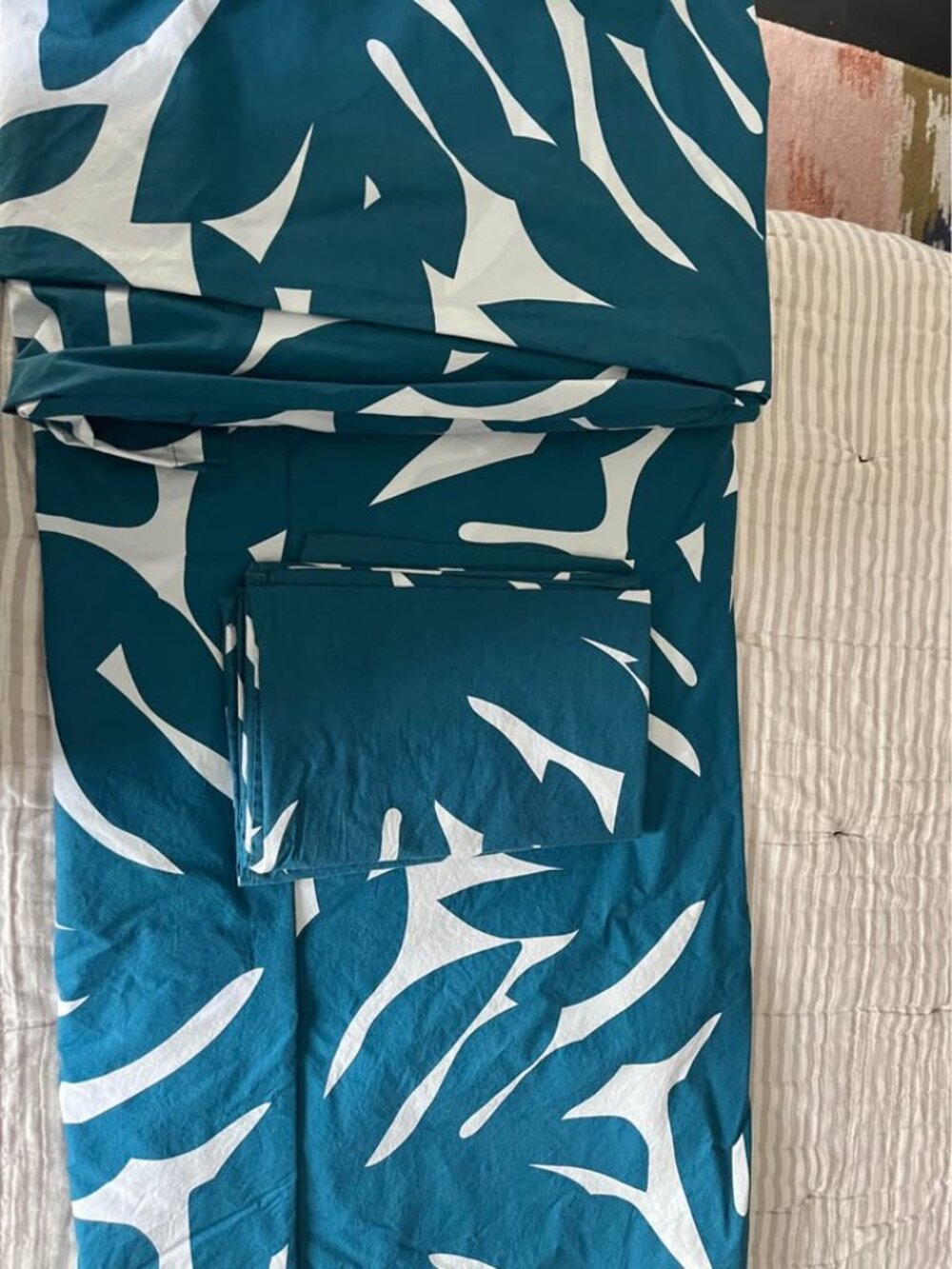 Brooklinen Isle of Palms Blue QUEEN 100% Cotton Percale Sheet Set - Picture 3 of 4